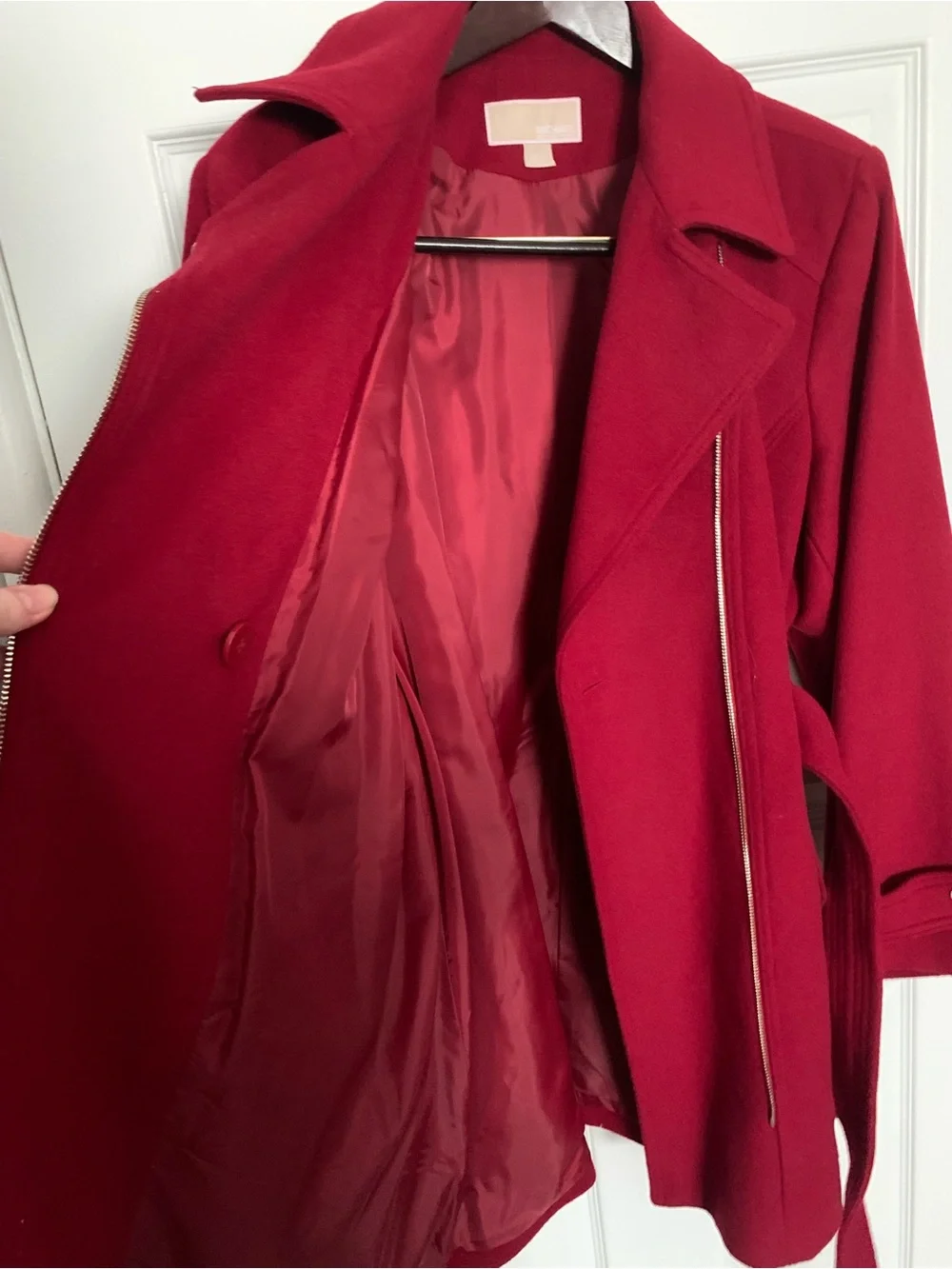 Michael Kors NWT Red Belted Wool-Blend Coat XXL